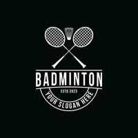 Vintage retro badminton logo design idea vector