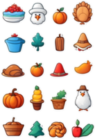 thanksgiving food icons set ai generative png