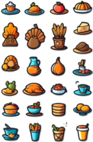 thanksgiving food icons set ai generative png