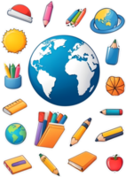 office supplies icon set, illustration ai generative png