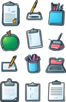 office supplies icon set, illustration ai generative png