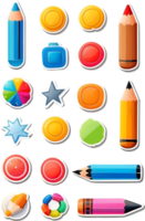 ein Sammlung von farbig Bleistifte und Stifte auf ein transparent Hintergrund ai generativ png