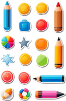 une collection de coloré des crayons et des stylos sur une transparent Contexte ai génératif png