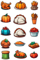 thanksgiving food icons set ai generative png