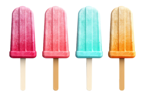 ai généré réaliste la glace crème assorti différent saveur sur bâton png