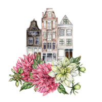 waterverf dahlia bloemen samenstelling. png