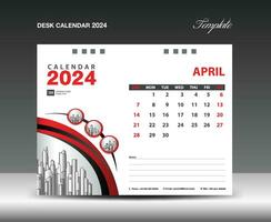 APRIL 2024 template. Desk Calendar 2024 template with circle frame can be use photo, Wall Calendar design, planner, Corporate Calendar 2024 creative design mockup, printing, advertisement, vector