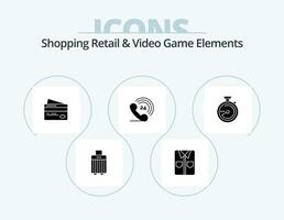 compras Al por menor y vídeo juego elementos glifo icono paquete 5 5 icono diseño. navegación. navegar. tarjeta. El sonar. teléfono vector