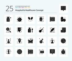 Hospital  Healthcare Concept 25 Solid Glyph icon pack including healthcare. finance. medicine. expense. card vector