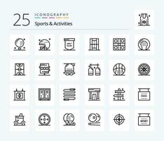 Sports  Activities 25 Line icon pack including pitch. athletics. sports. activities. sport vector