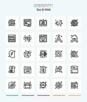 Creative Seo  Web 25 OutLine icon pack  Such As web. web. connection. message. email vector