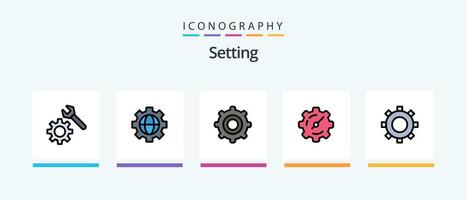 Setting Line Filled 5 Icon Pack Including . setting. location. gear. setting. Creative Icons Design vector