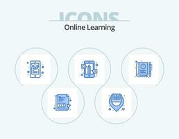 Online Learning Blue Icon Pack 5 Icon Design. book. qa. education. online. answers vector