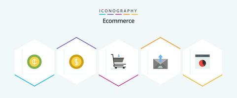 Ecommerce 25 Flat icon pack including . statistics. email. rate. diagram vector