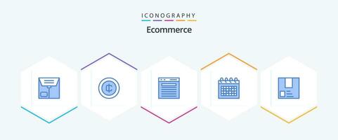 Ecommerce 25 Blue icon pack including e-commerce. time. find. schedule. calendar vector