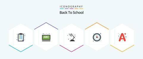 Back To School 25 Flat icon pack including a. timer. lamp. time. clock vector