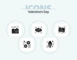 Valentines Day Glyph Icon Pack 5 Icon Design. photo. love. camera. love sign. dating vector