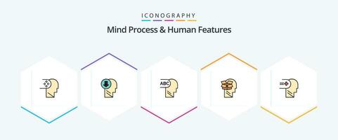 Mind Process And Human Features 25 FilledLine icon pack including medical. health. down. male. data vector