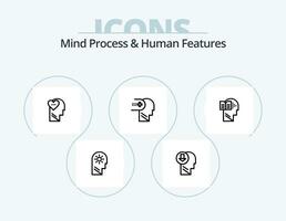 Mind Process And Human Features Line Icon Pack 5 Icon Design. . medical. Layer. mental. male vector