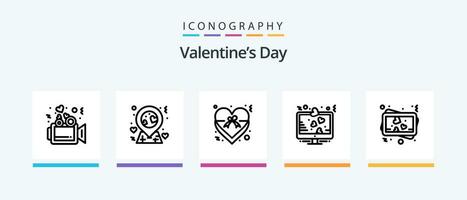 Valentines Day Line 5 Icon Pack Including valentine. love. shopping. ice-cream. wedding. Creative Icons Design vector