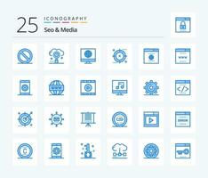 Seo  Media 25 Blue Color icon pack including browser. optimization. communication. media. engine vector