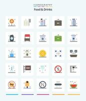 Creative Food  Drinks 25 Flat icon pack  Such As cooking. entertainment. drink. drink bar. bar vector