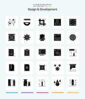 Creative Design  Development 25 Glyph Solid Black icon pack  Such As design. box. development. programing. design vector