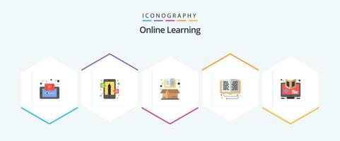 Online Learning 25 Flat icon pack including online. education. qa. open. cardboard vector