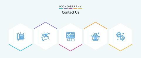 Contact Us 25 Blue icon pack including qa. view. billboard. find. email vector