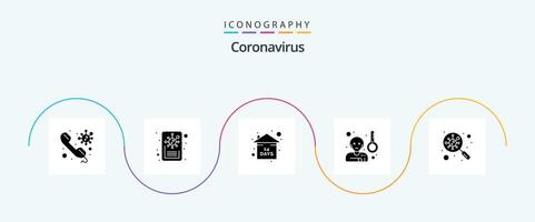 Coronavirus Glyph 5 Icon Pack Including find. temprature. risk. sick. fever vector