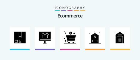 Ecommerce Glyph 5 Icon Pack Including counter. check. commerce. e. cart. Creative Icons Design vector