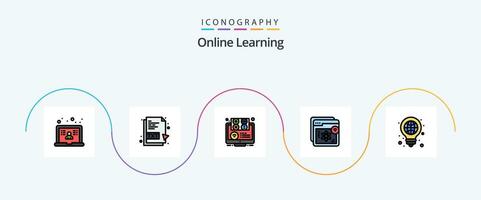 en línea aprendizaje línea lleno plano 5 5 icono paquete incluso aprendiendo. e-aprendizaje. aprendizaje electrónico mi. en línea vector