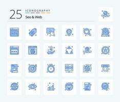 Seo  Web 25 Blue Color icon pack including map. research. web. search. light vector
