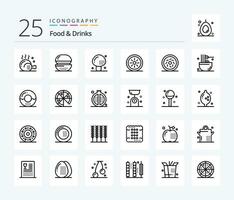 Food  Drinks 25 Line icon pack including vegetables. food. food. mushroom. food vector