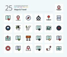 Maps  Travel 25 Line Filled icon pack including travel. location. navigation. pointer. coordinate vector