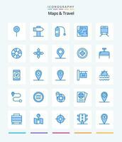 Creative Maps  Travel 25 Blue icon pack  Such As wheel. holiday. vacation. travel. regular vector