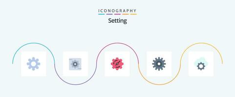 Setting Flat 5 Icon Pack Including . cloud-settings. timer. cloud-computing. cogs vector