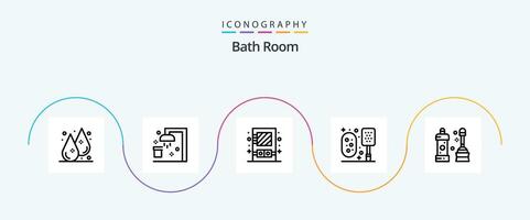 Bath Room Line 5 Icon Pack Including cleaner. shower. box. scrub. bath vector