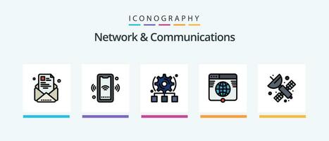 Network And Communications Line Filled 5 Icon Pack Including route. direction. arrow. target. solution. Creative Icons Design vector