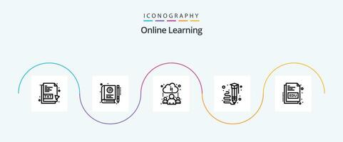 Online Learning Line 5 Icon Pack Including book. pencil. learning. learning. art vector