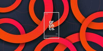 Dark gray gradient background with colorful dynamic orange circle shapes pattern. Abstract template and modern stylish texture background. Eps10 vector illustration