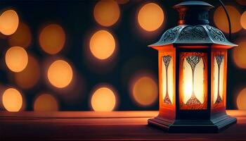 Lanterns with a dramatic black background and blur Ai Generate photo