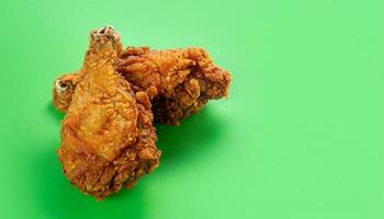 fried chicken positioned on the left with a green background Ai Generate photo