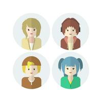 Collection of Cute Avatar Designs with Flat Design Style vector