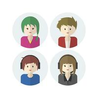 Collection of Cute Avatar Designs with Flat Design Style vector