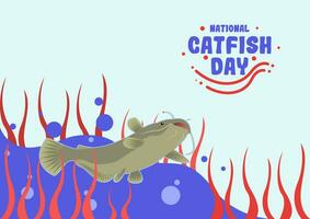 National Catfish Day, Horizontal Poster Template vector