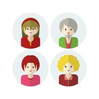 Collection of Cute Avatar Designs with Flat Design Style vector