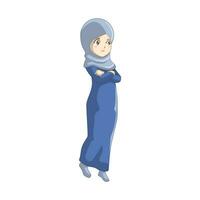 A Woman Wearing Muslim Clothes in Anime Style vector