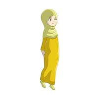 A Woman Wearing Muslim Clothes in Anime Style vector