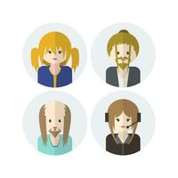 Collection of Cute Avatar Designs with Flat Design Style vector